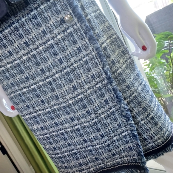 Talbots Petites Cotton/Poly Blend Tapestry 2pc Suit: Navy/Grey/Cream Tweed. NWT. - Picture 16 of 16